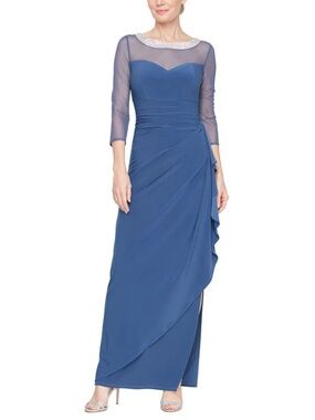 Alex Evenings Beaded Illusion Sheath Gown 6P